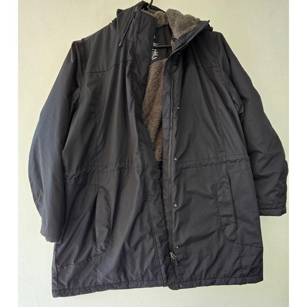 L.L.Bean Women's 2X Regular Black Hooded Fleece Lined Winter Coat Parka NWT